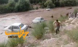 سیل رودخانه رودبال در منطقه سلطان شهباز شهرستان استهبان استان فارس